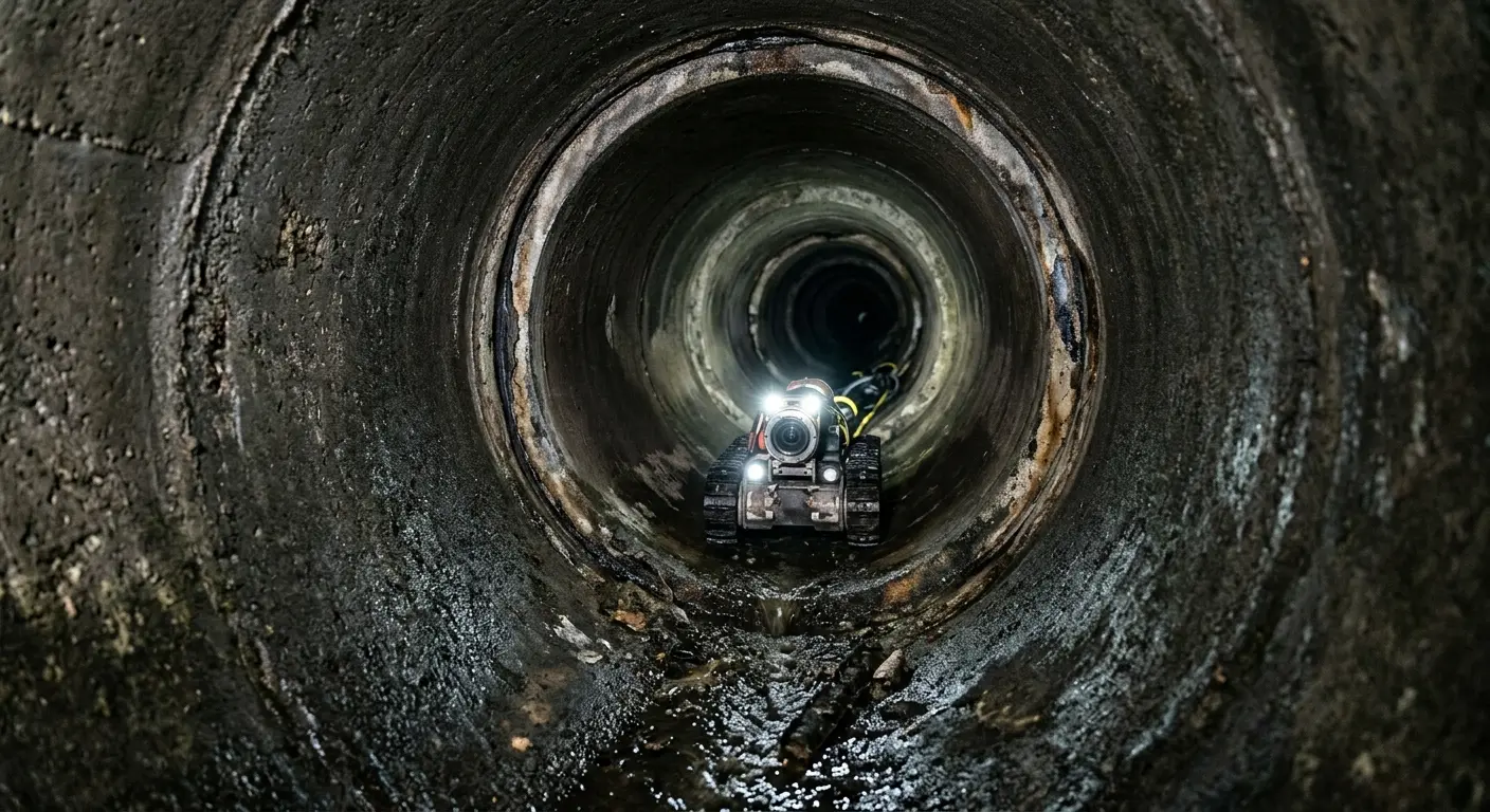 Robotic sewer camera inspecting pipe interior for Sewer Line Cleaning in Bemidji